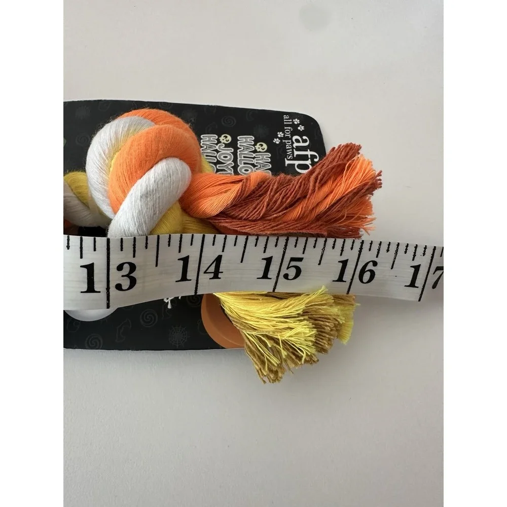 New‎ afp All For Paws Halloween Dog Toy Candy Corn with Rope Squeaker Push
